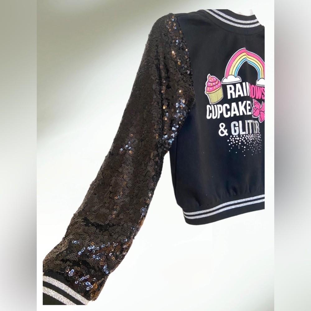 JoJo Siwa Rainbows Cupcakes Glitter Sequin Bomber Jacket Size Medium - Picture 4 of 8
